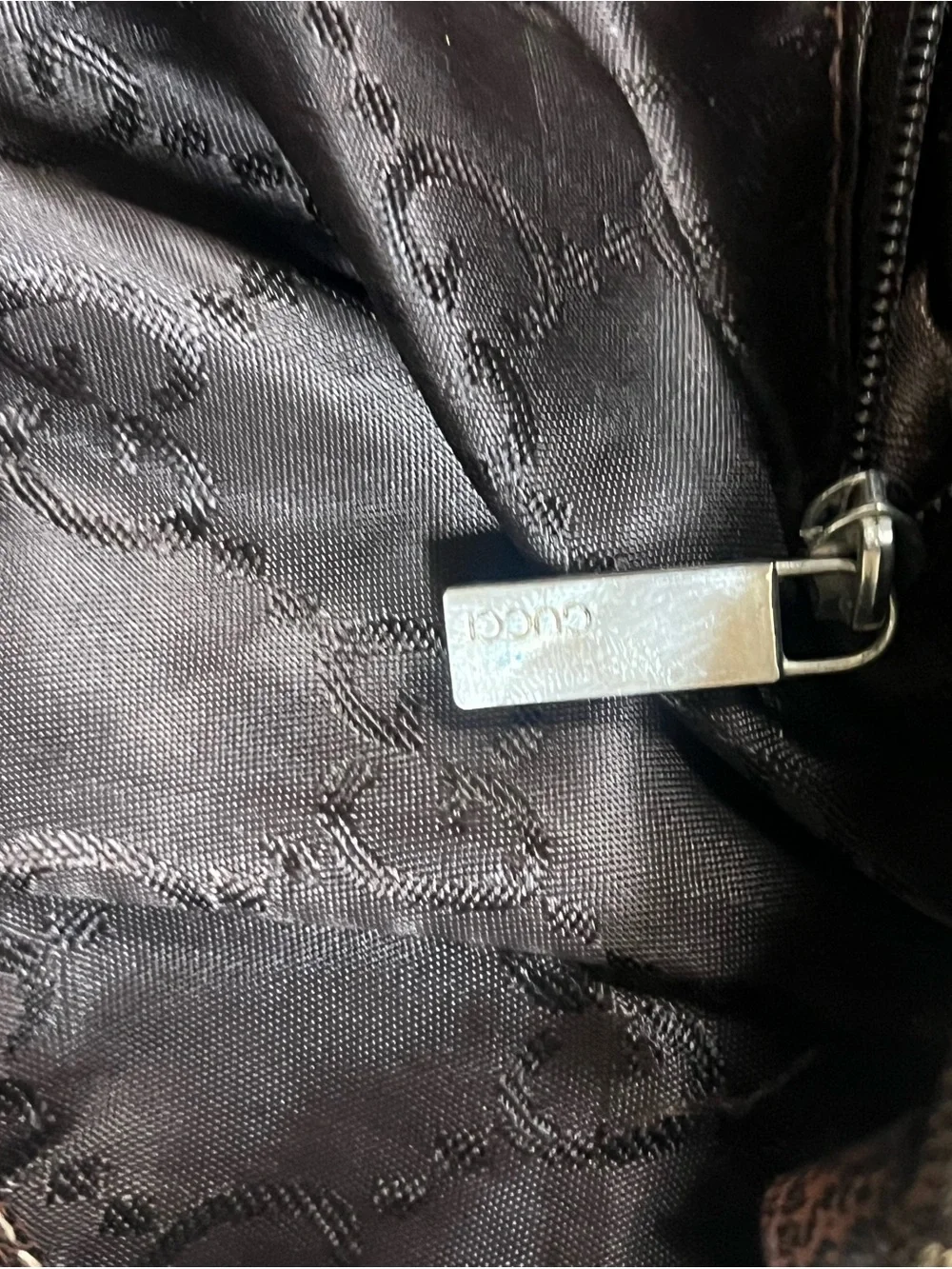 Gucci Beige GG Canvas Hobo with Brown Leather and Red-Green Web Accent